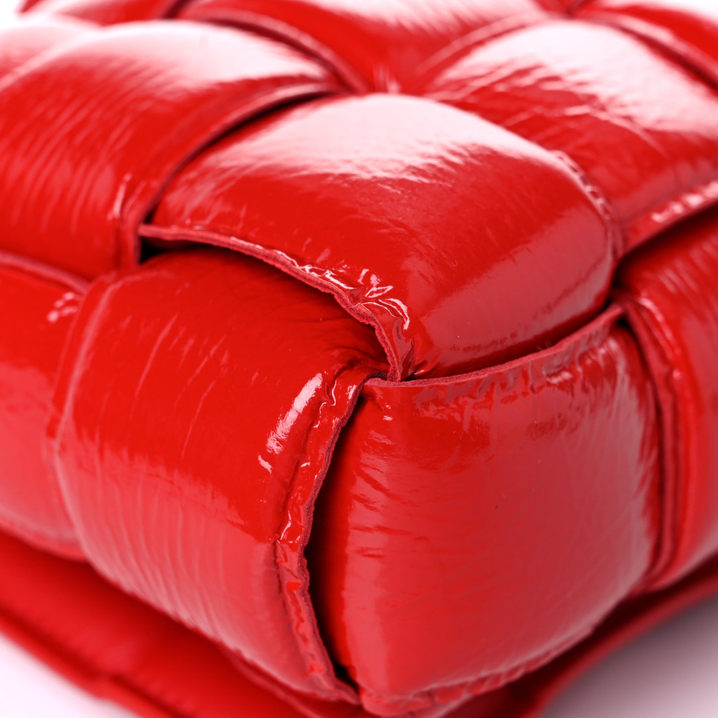 Textured Deerskin Maxi Intrecciato Padded Cassette Crossbody Bag Chili