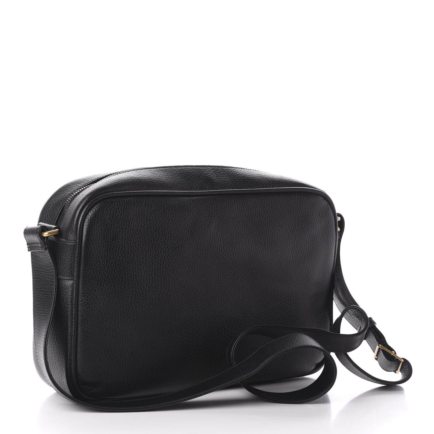 Gucci Pebbled Calfskin Logo Messenger Bag Black 3 of 9