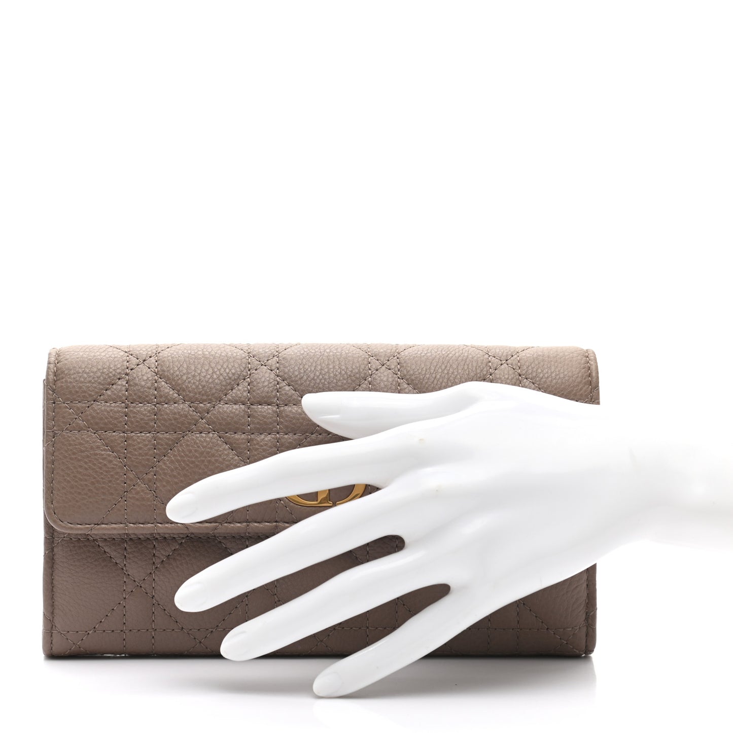 Supple Calfskin Cannage Caro Wallet Warm Taupe