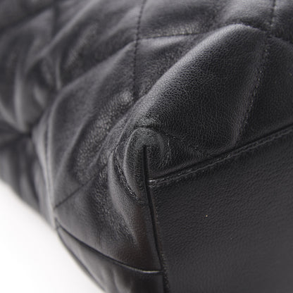Chanel Lambskin Quilted Drawstring Shopping Bag Black 9 of 14
