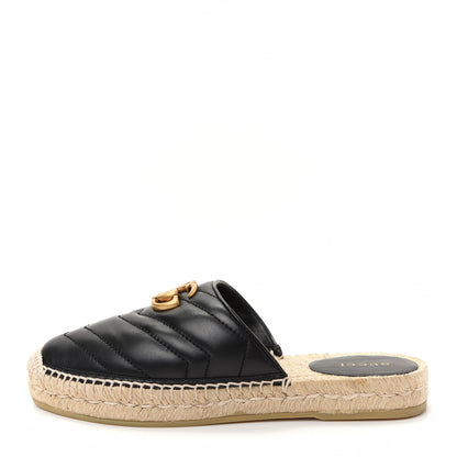 Gucci Nappa Matelasse GG Marmont Espadrille Slippers 36.5 Black 1 of 11
