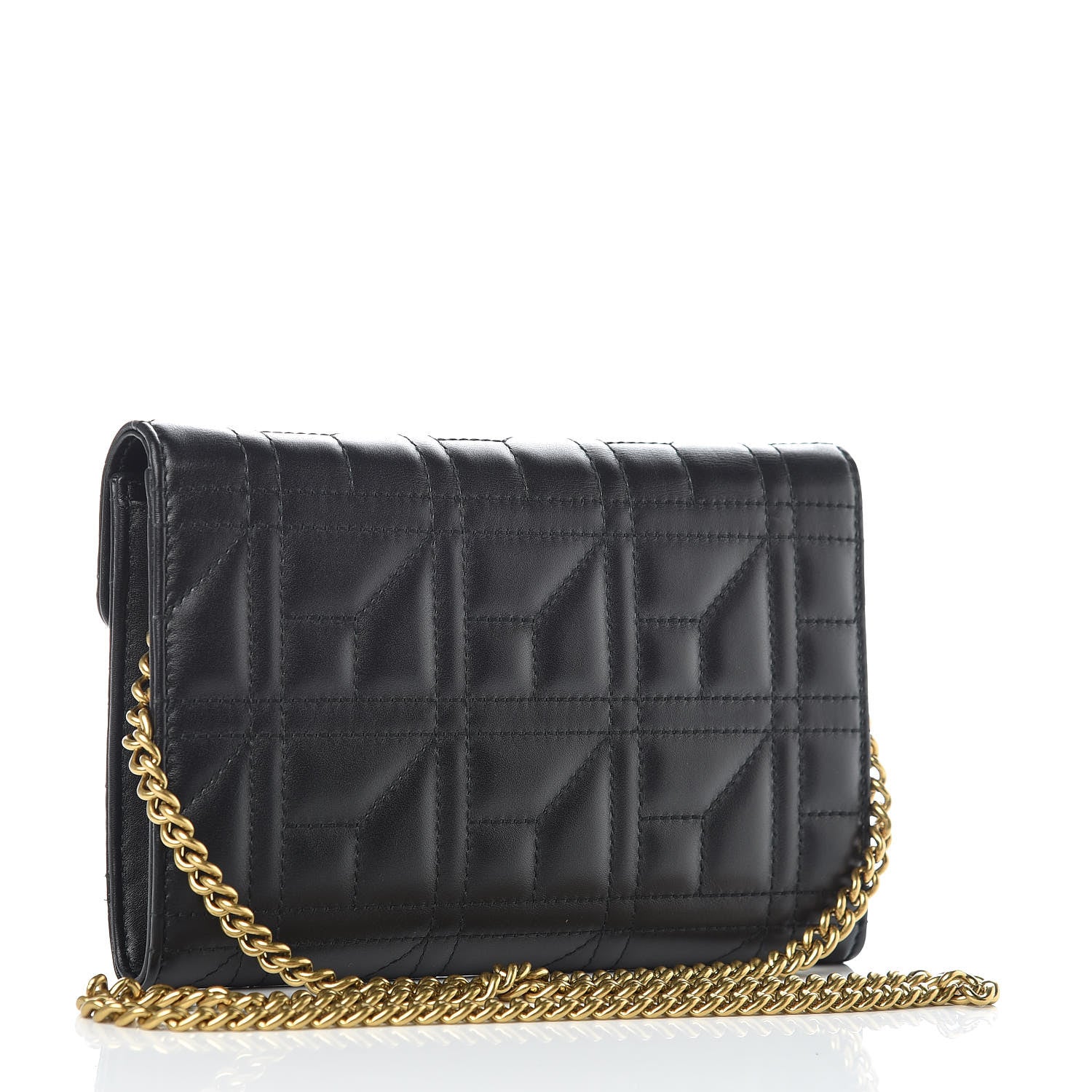 Gucci Calfskin Matelasse Mini Pearly GG Marmont Chain Wallet Black 3 of 14