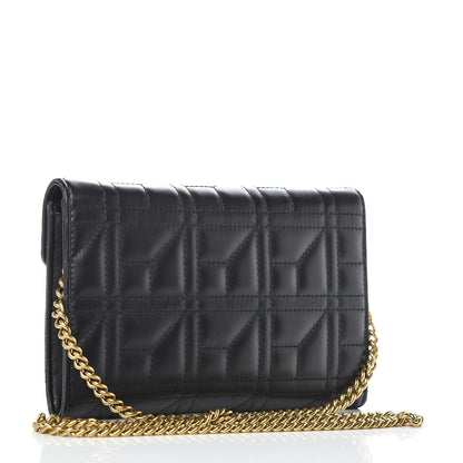 Gucci Calfskin Matelasse Mini Pearly GG Marmont Chain Wallet Black 3 of 14