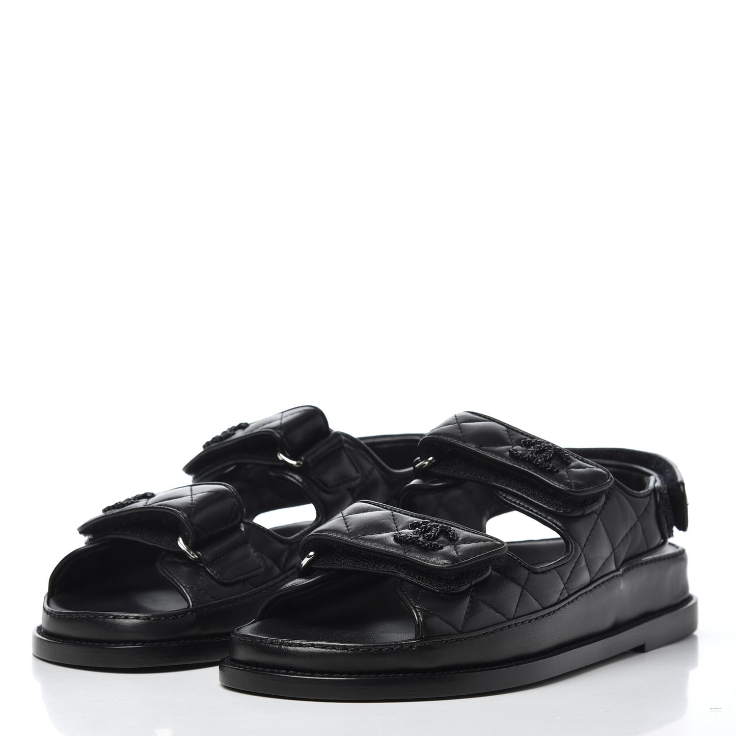 Lambskin Velcro Dad Sandals 36.5 Black
