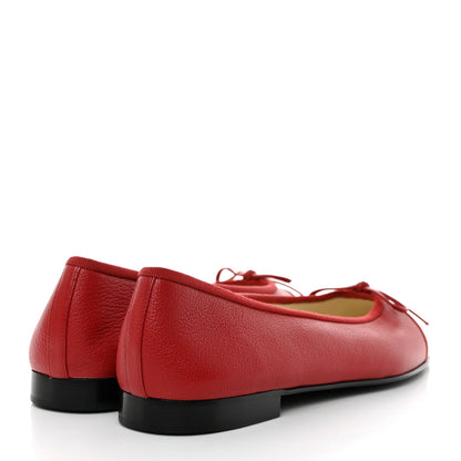 Chanel Goatskin Patent Cap Toe CC Ballerina Flats 39.5 Red 4 of 11