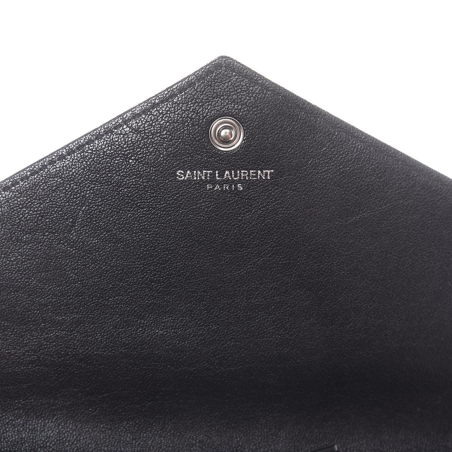 Saint Laurent Sheepskin Tri-Quilt Monogram Envelope Chain Wallet Black 6 of 8