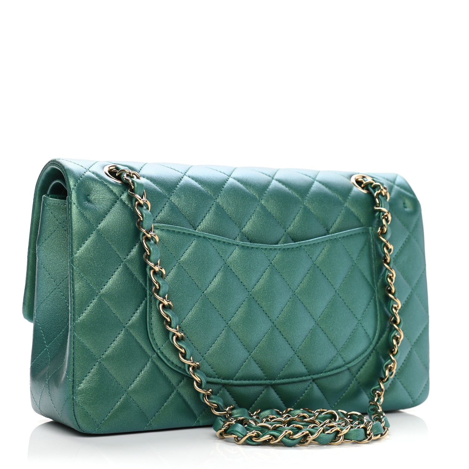 Chanel Iridescent Calfskin Quilted Medium Double Flap Green 3 of 11