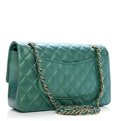 Chanel Iridescent Calfskin Quilted Medium Double Flap Green 3 of 11