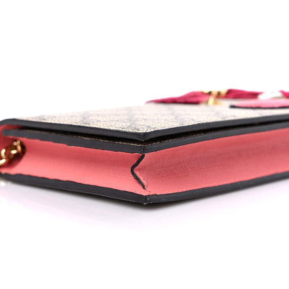 Gucci GG Supreme Monogram Face Embroidered Chain Wallet Pink 8 of 9
