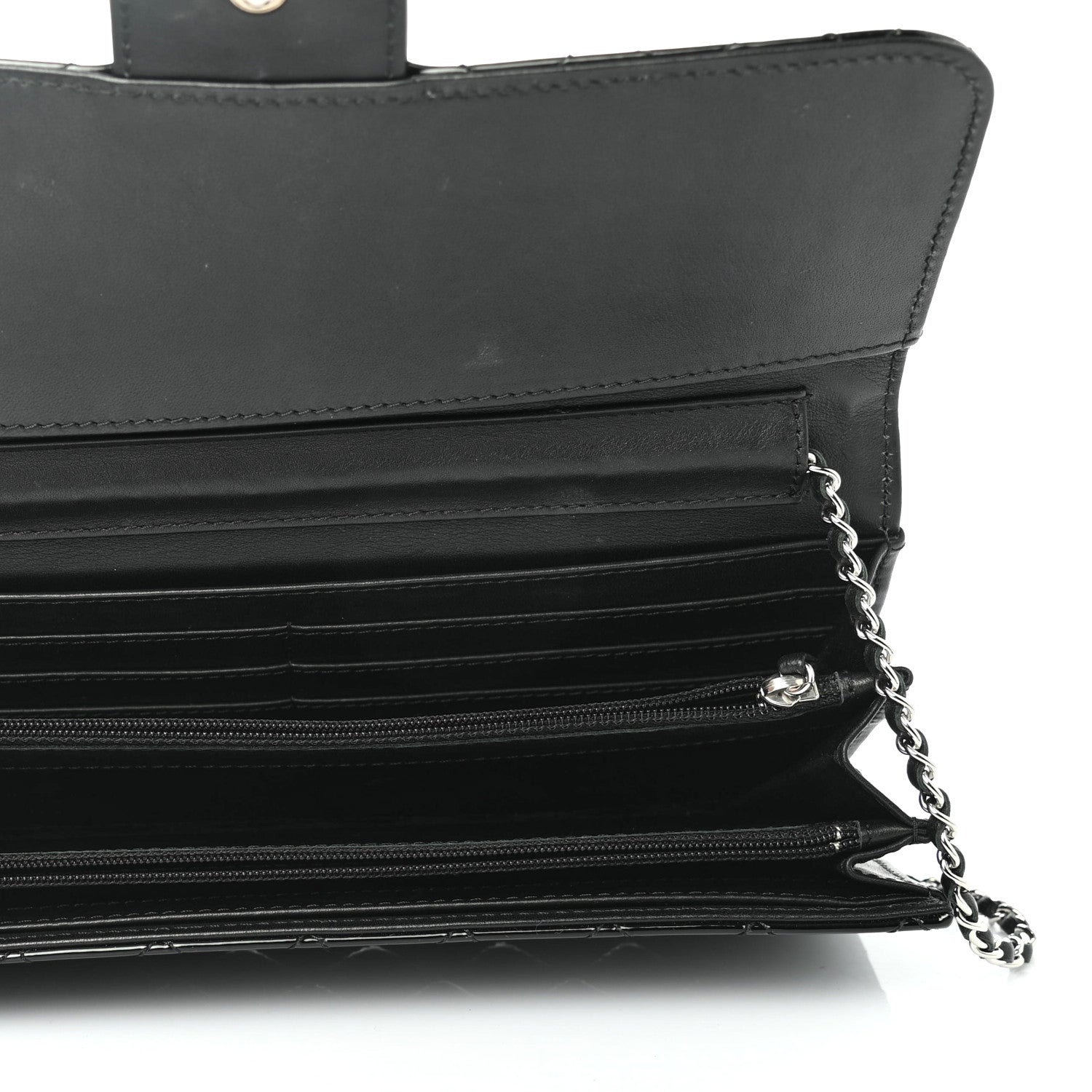 Chanel Patent Calfskin Quilted Brilliant East West Flap Clutch Black 4 of 5