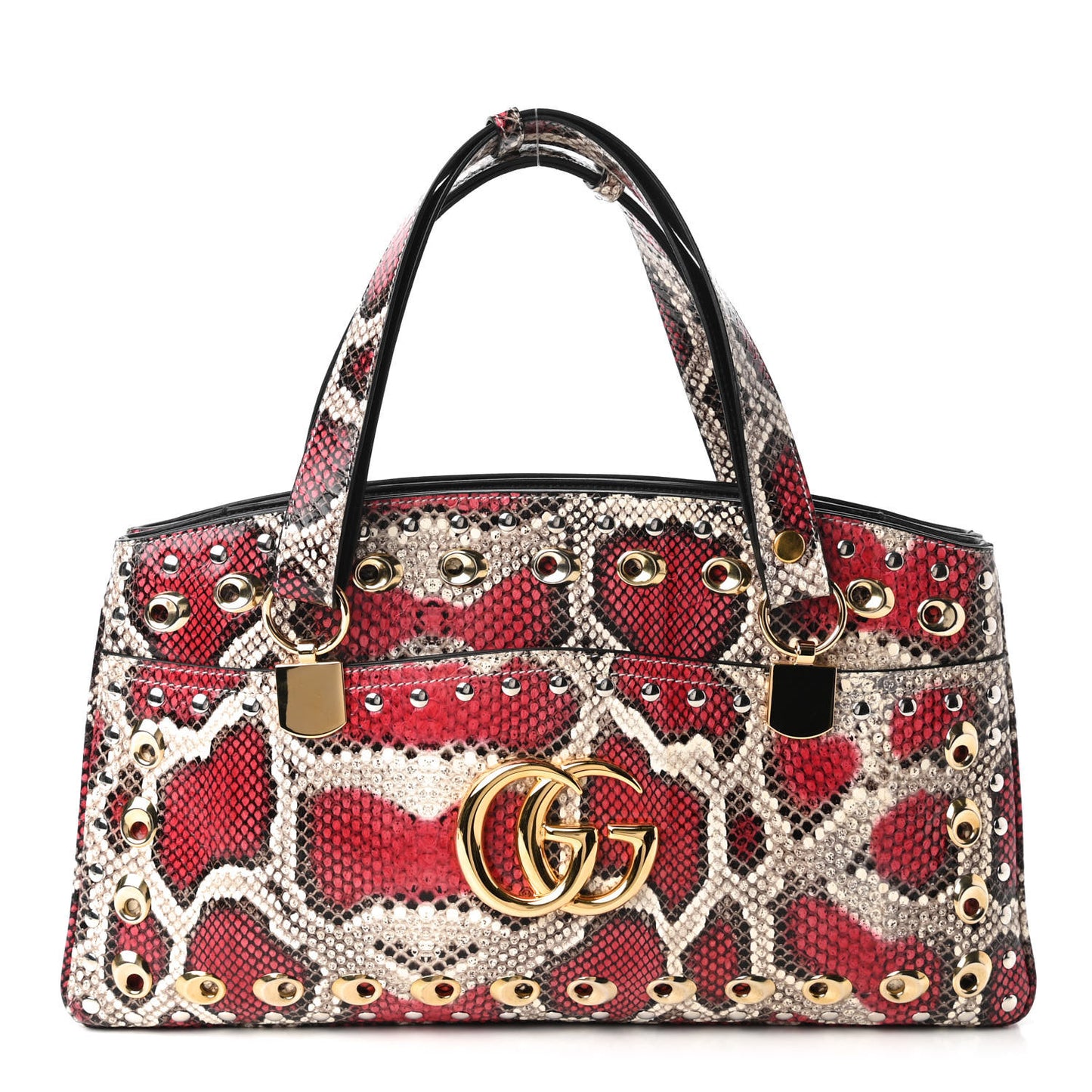 Snakeskin Large Arli Top Handle Bag Pink Beige