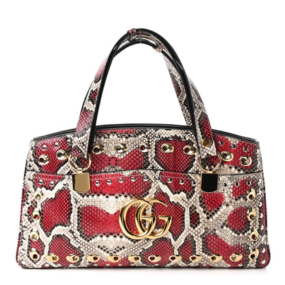 Gucci Snakeskin Large Arli Top Handle Bag Pink Beige 1 of 10