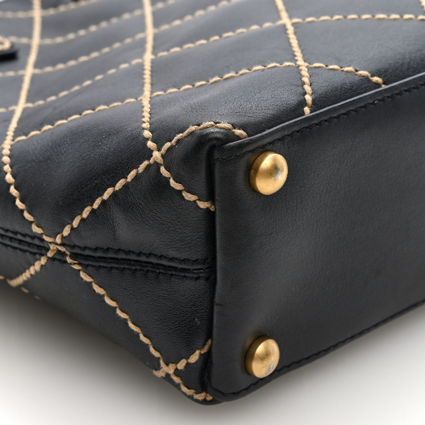 Calfskin Wild Stitch Tote Black
