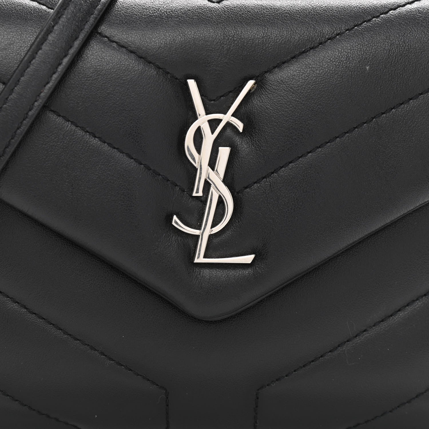 Saint Laurent Calfskin Y Quilted Monogram Toy Loulou Crossbody Bag Black 9 of 12