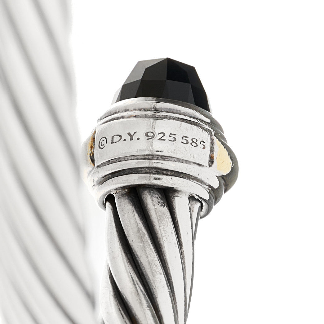 David Yurman Sterling Silver 14K Yellow Gold Black Onyx 7mm Cable Classics Bracelet 3 of 3