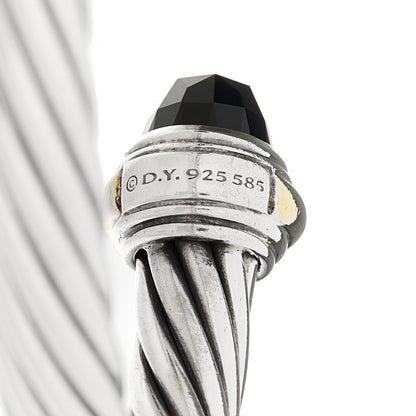 David Yurman Sterling Silver 14K Yellow Gold Black Onyx 7mm Cable Classics Bracelet 3 of 3