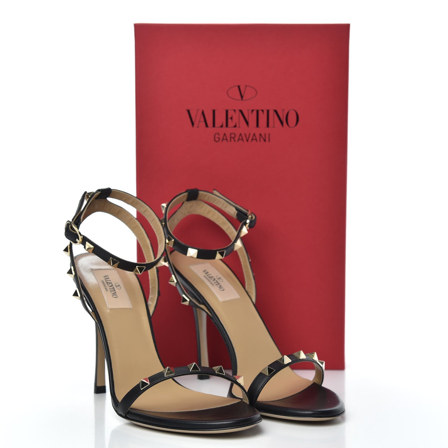 Valentino Garavani Nappa Rockstud Ankle Strap 100mm Sandals 39.5 Black 8 of 8