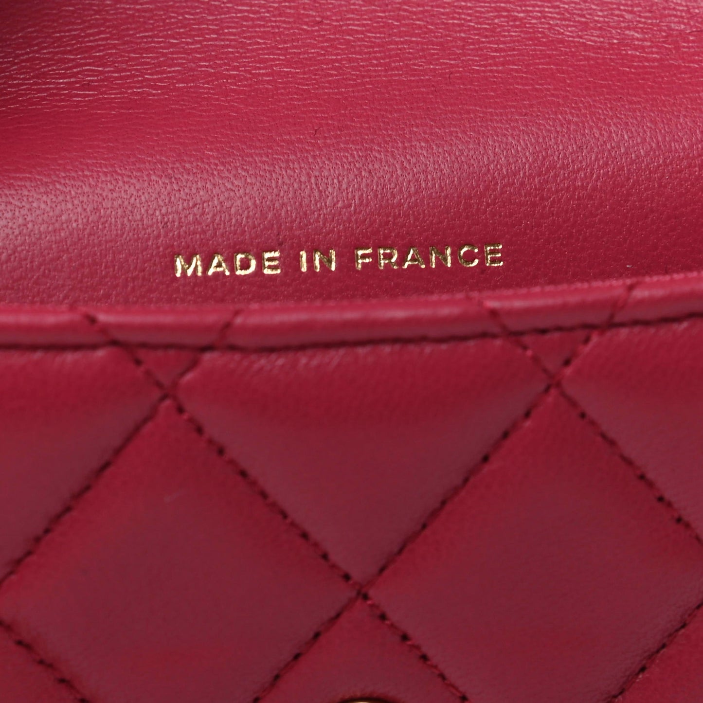 Lambskin Quilted Top Handle Flap Coin Purse With Chain Dark Pink