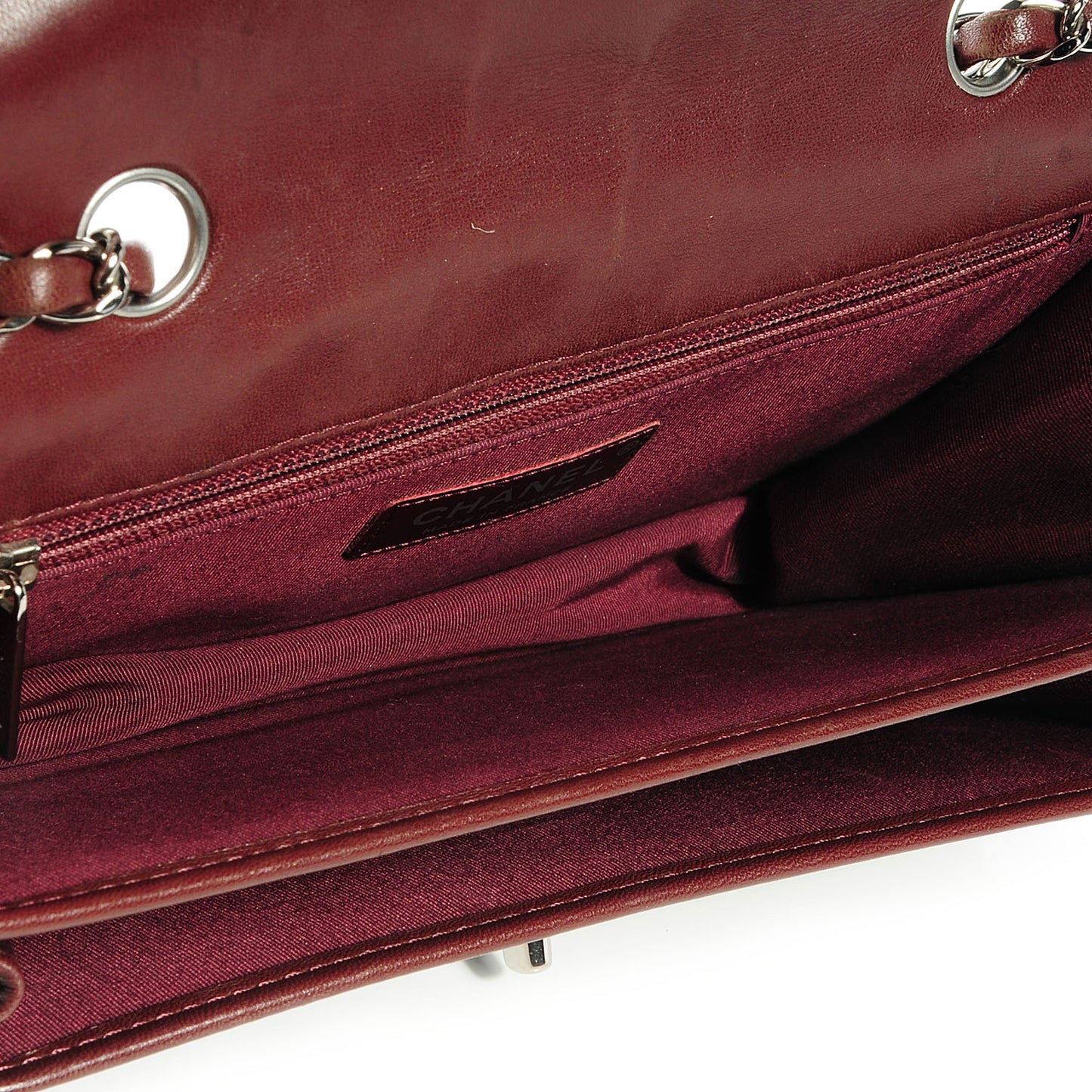 Patent Lambskin Medium Chocolate Bar Flap Black Bordeaux