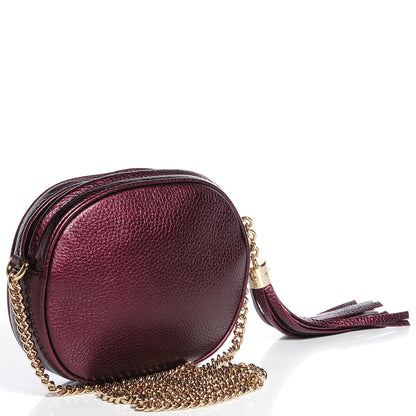 Gucci Metallic Cellarius Calfskin Mini Soho Chain Bag Classic Burgundy 3 of 7