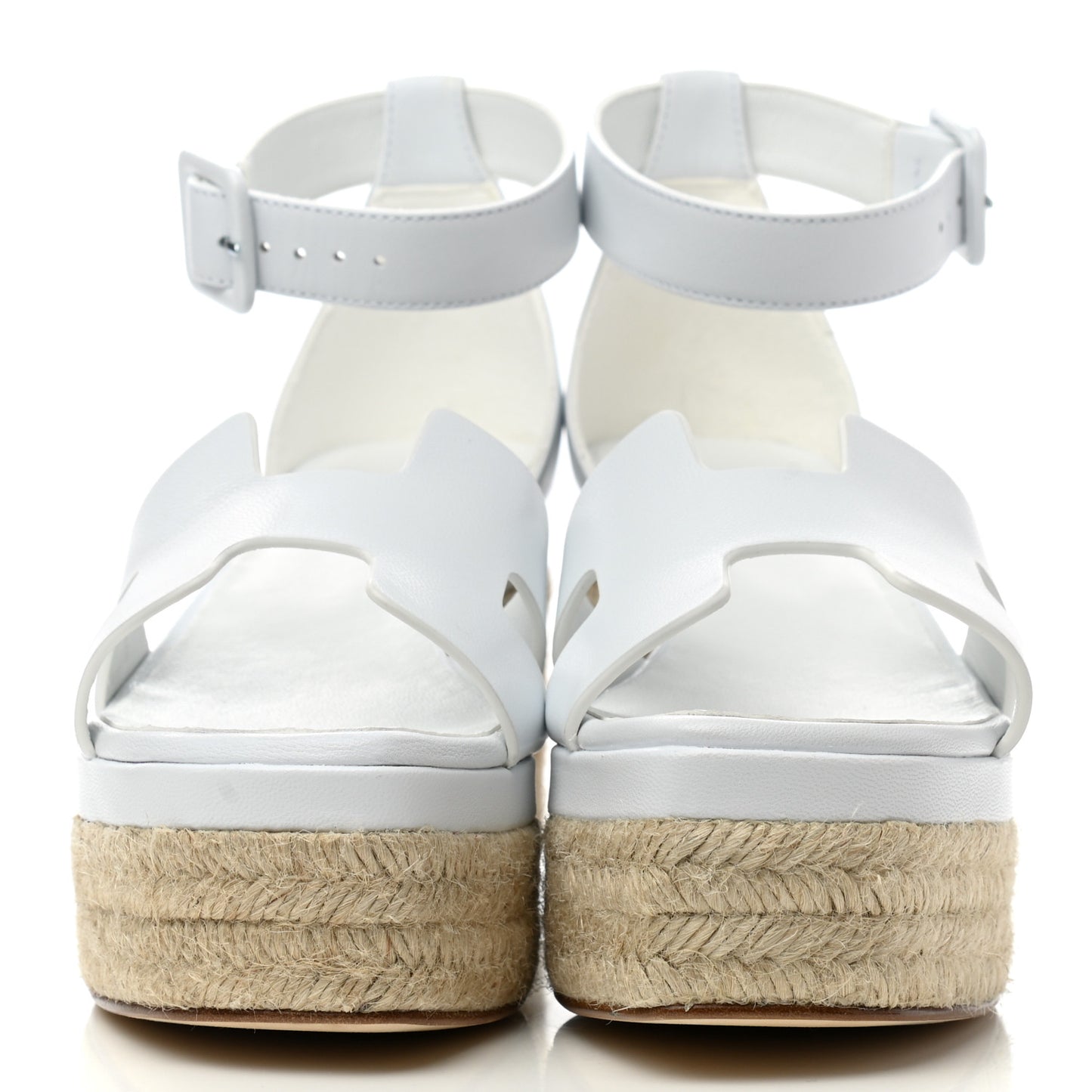 Goatskin Elda Espadrille Wedge Sandals 36 White
