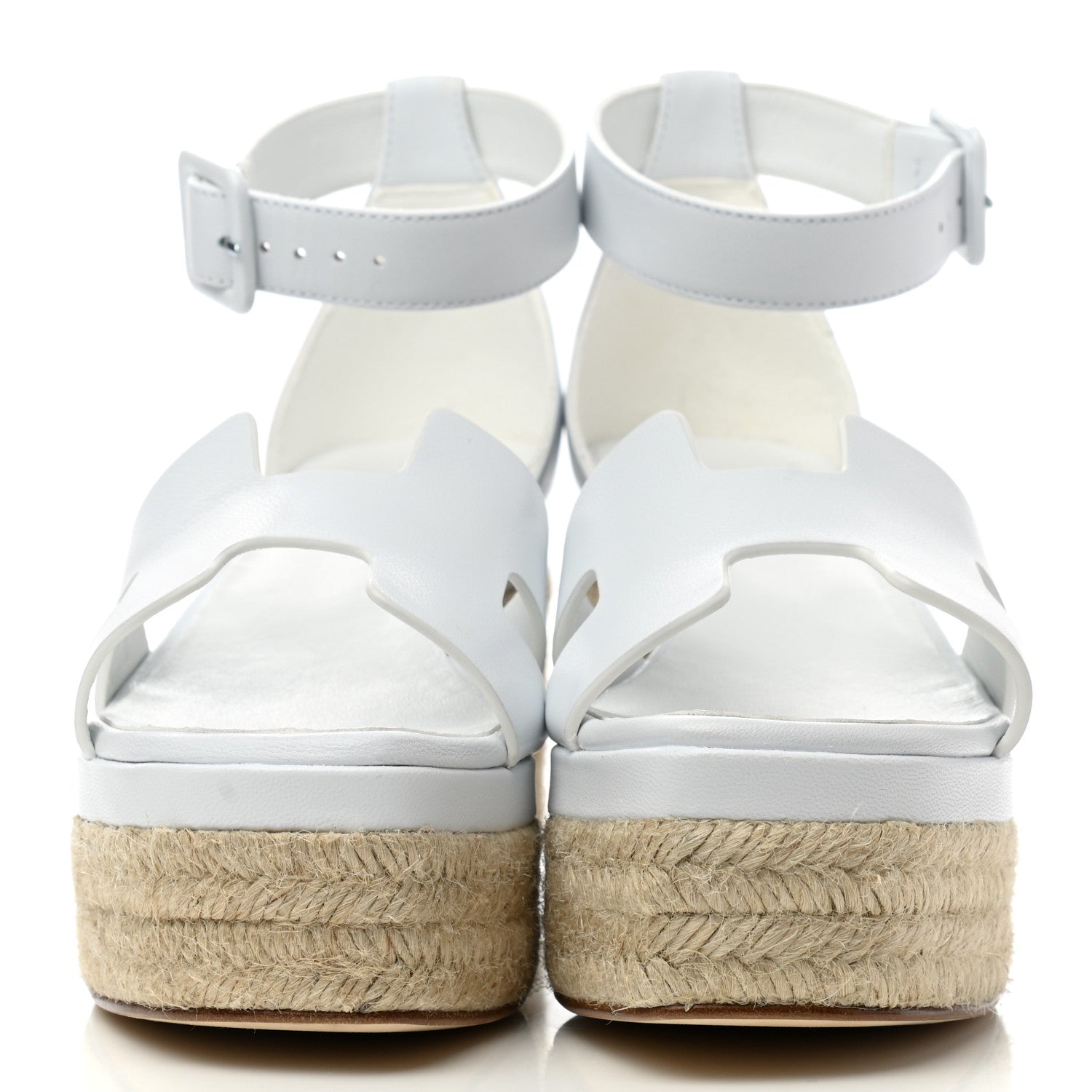 Hermes Goatskin Elda Espadrille Wedge Sandals 36 White 2 of 9