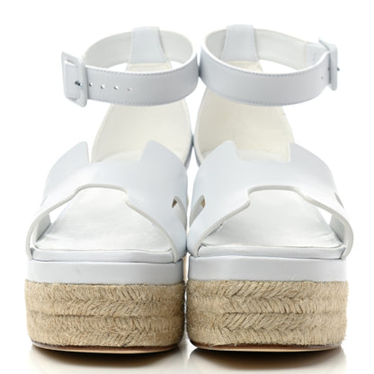 Hermes Goatskin Elda Espadrille Wedge Sandals 36 White 2 of 9