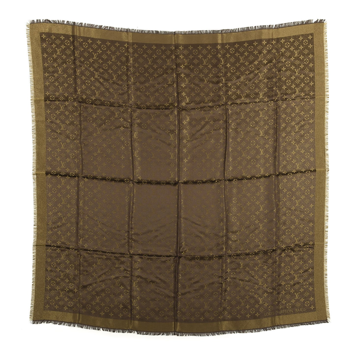 Silk Lurex Wool Monogram Shine Shawl Brown
