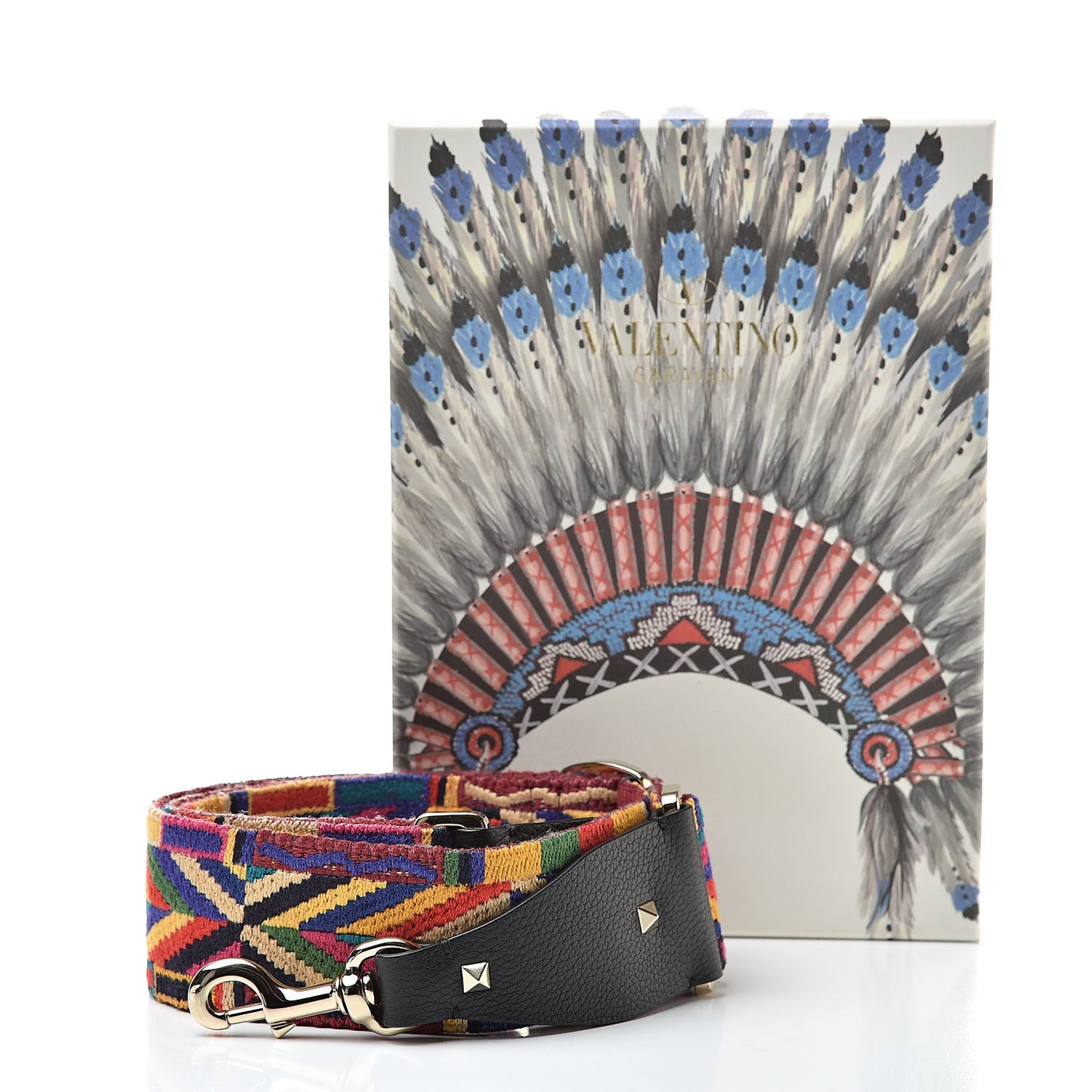 Canvas Native Couture 1975 Embroidered Rockstud Guitar Strap Multicolor