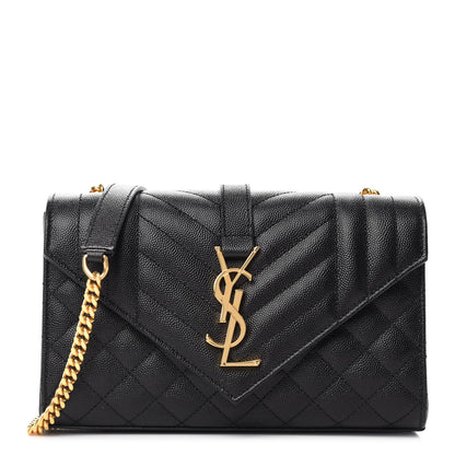 Saint Laurent Grain De Poudre Textured Mixed Matelasse Triquilt Small Monogram Satchel Black 1 of 10