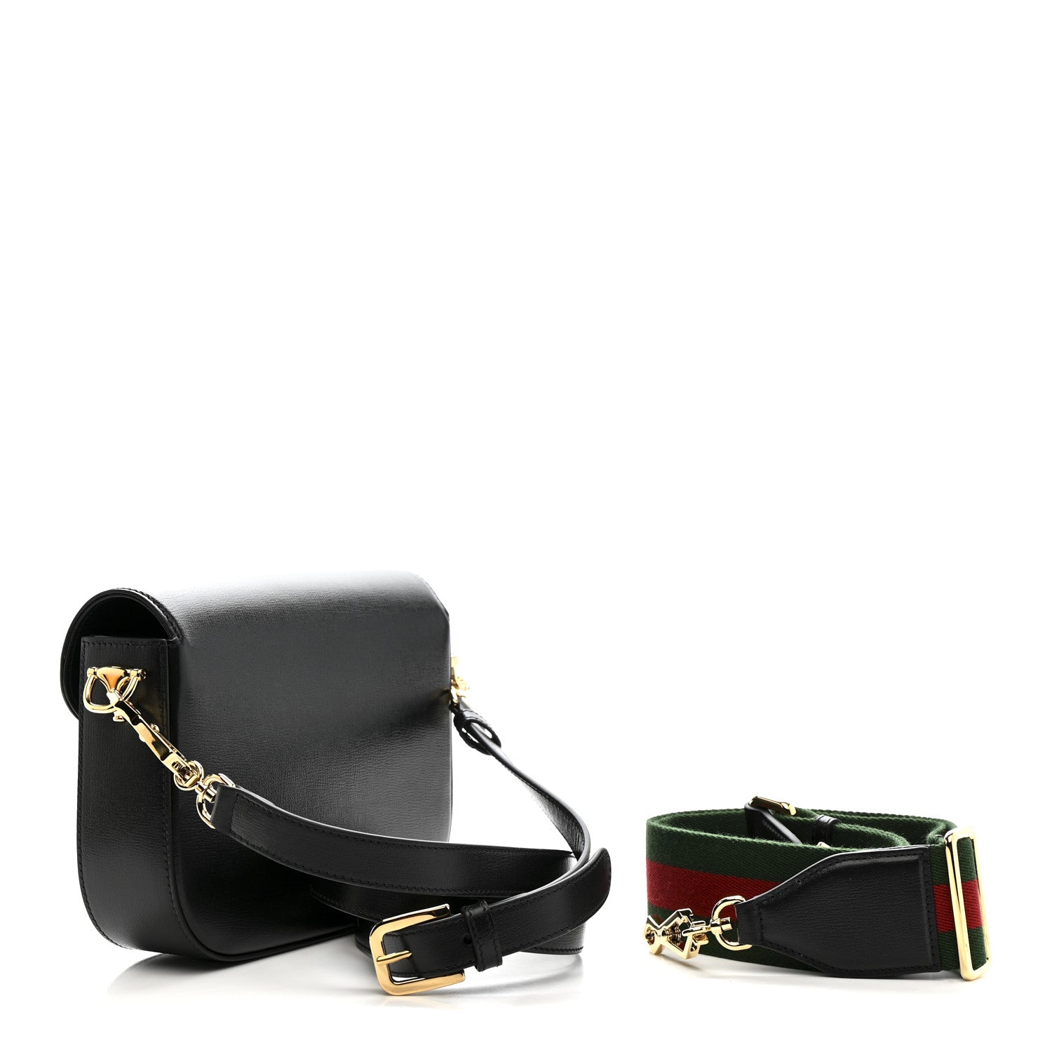 Gucci Azalea Calfskin Web Mini Horsebit 1955 Shoulder Bag Black 3 of 12