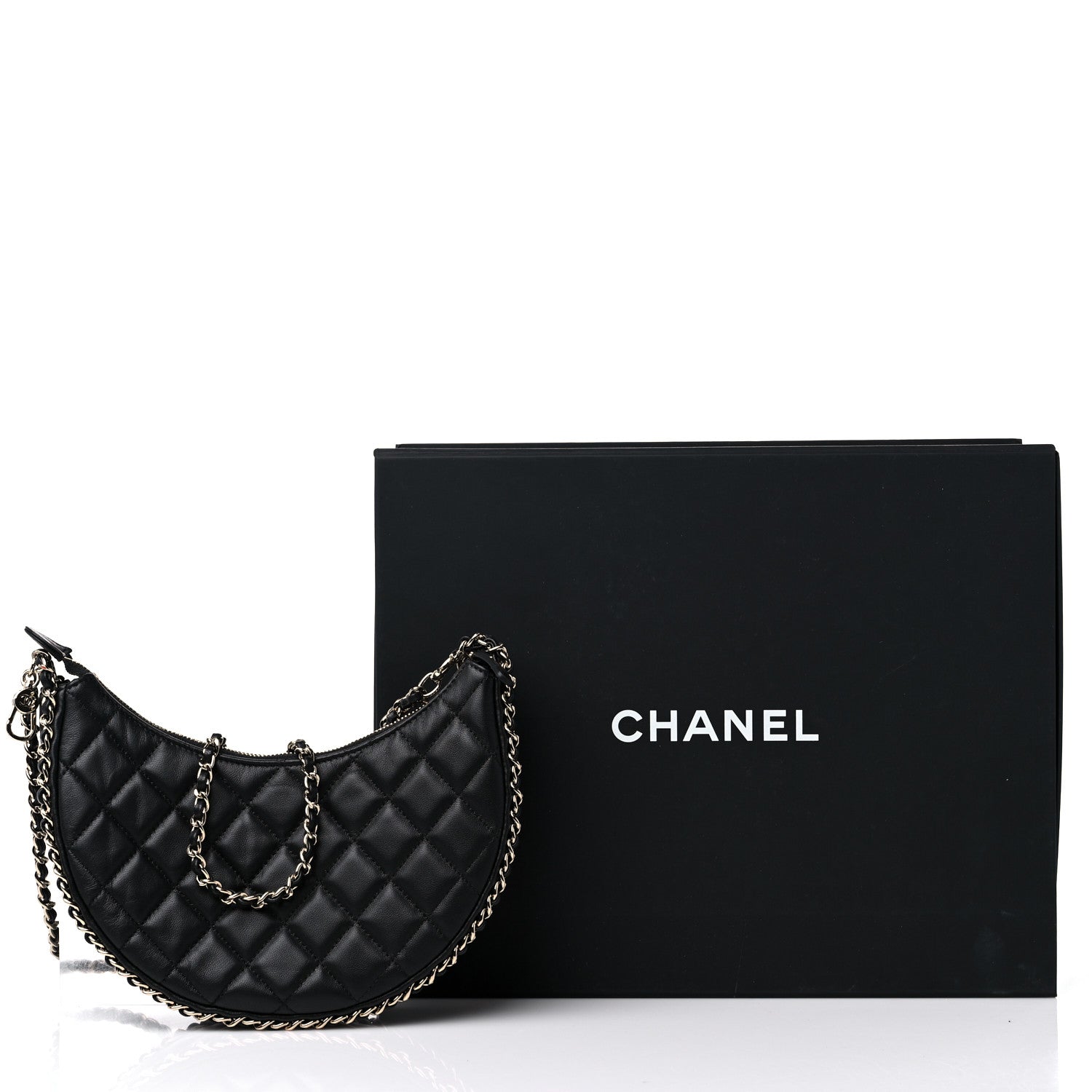 Chanel Lambskin Quilted Small Hobo Bag Black 9 of 9