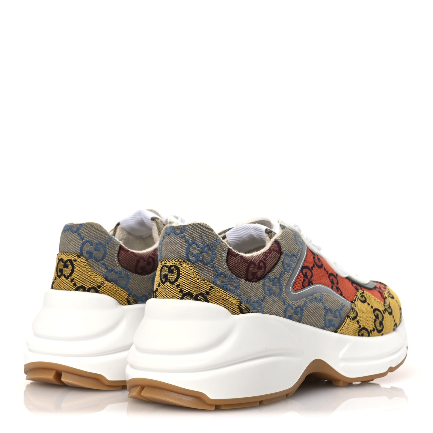 Monogram Multicolor Womens Rhyton Sneakers 37.5 Yellow Blue Great White Tabasco