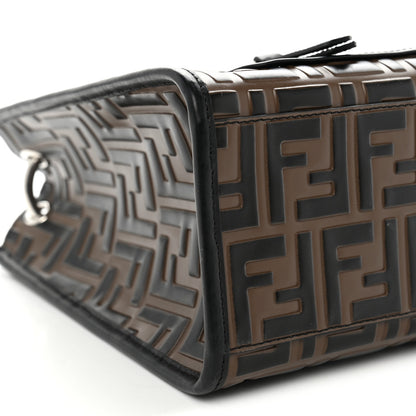 Fendi Vitello Century Wicker Bi-Color FF 1974 Embossed Small Runaway Shopper Tote Maya Black 9 of 10