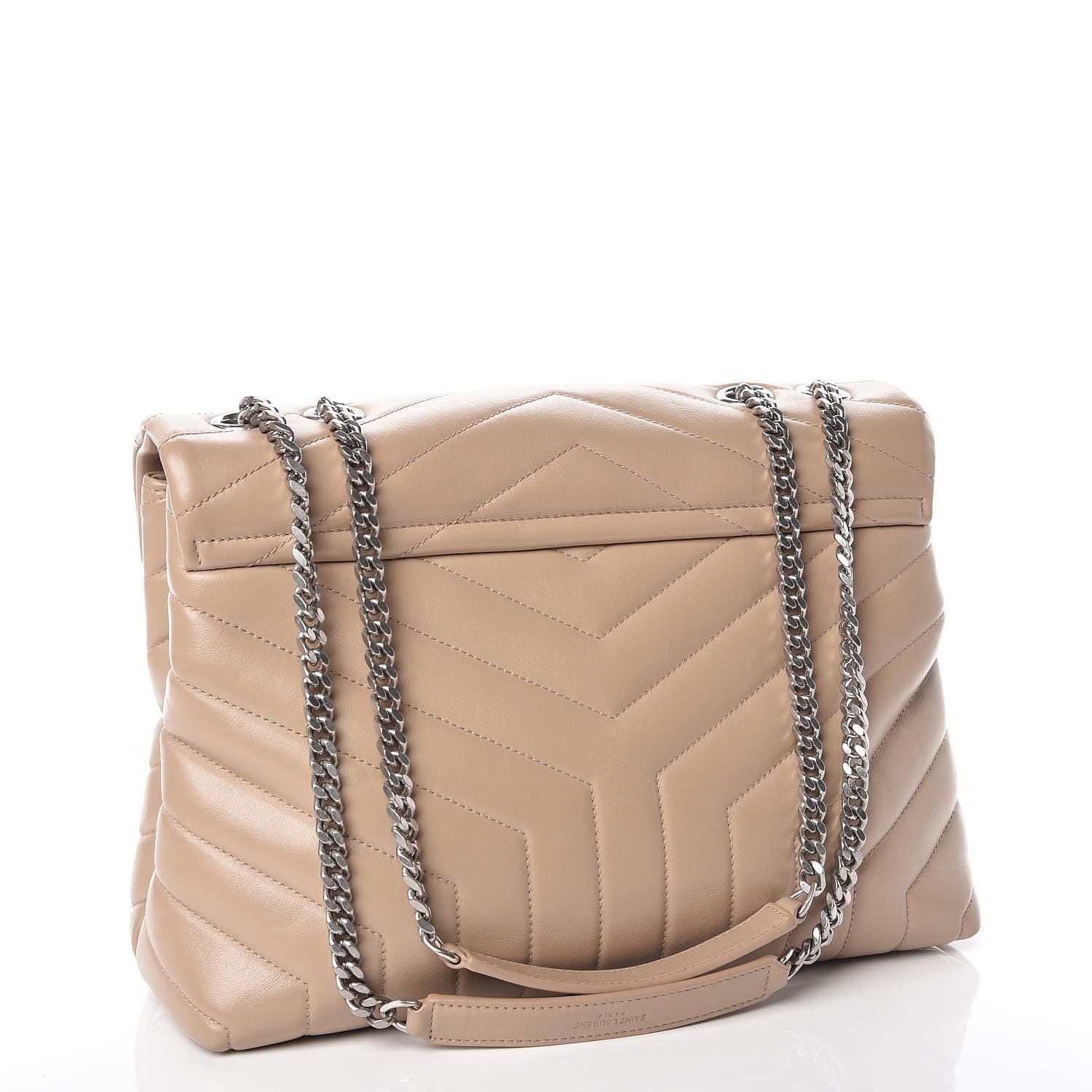 Saint Laurent Calfskin Y Quilted Monogram Medium Loulou Chain Satchel Dark Beige 3 of 11