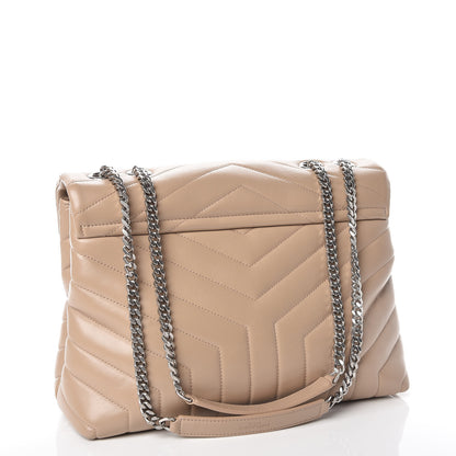 Saint Laurent Calfskin Y Quilted Monogram Medium Loulou Chain Satchel Dark Beige 3 of 11