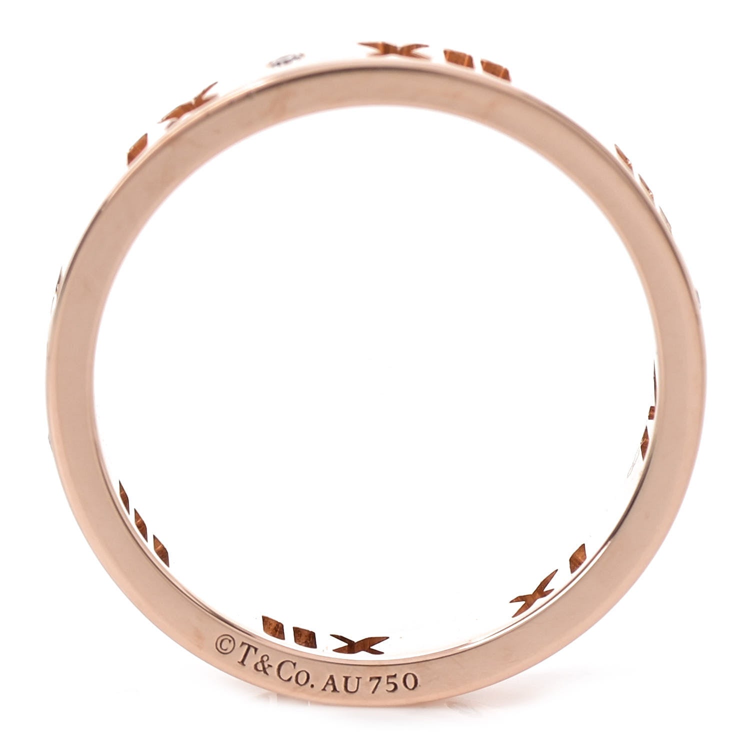 Tiffany 18K Rose Gold Diamond Atlas Pierced Ring 50 5.5 4 of 5