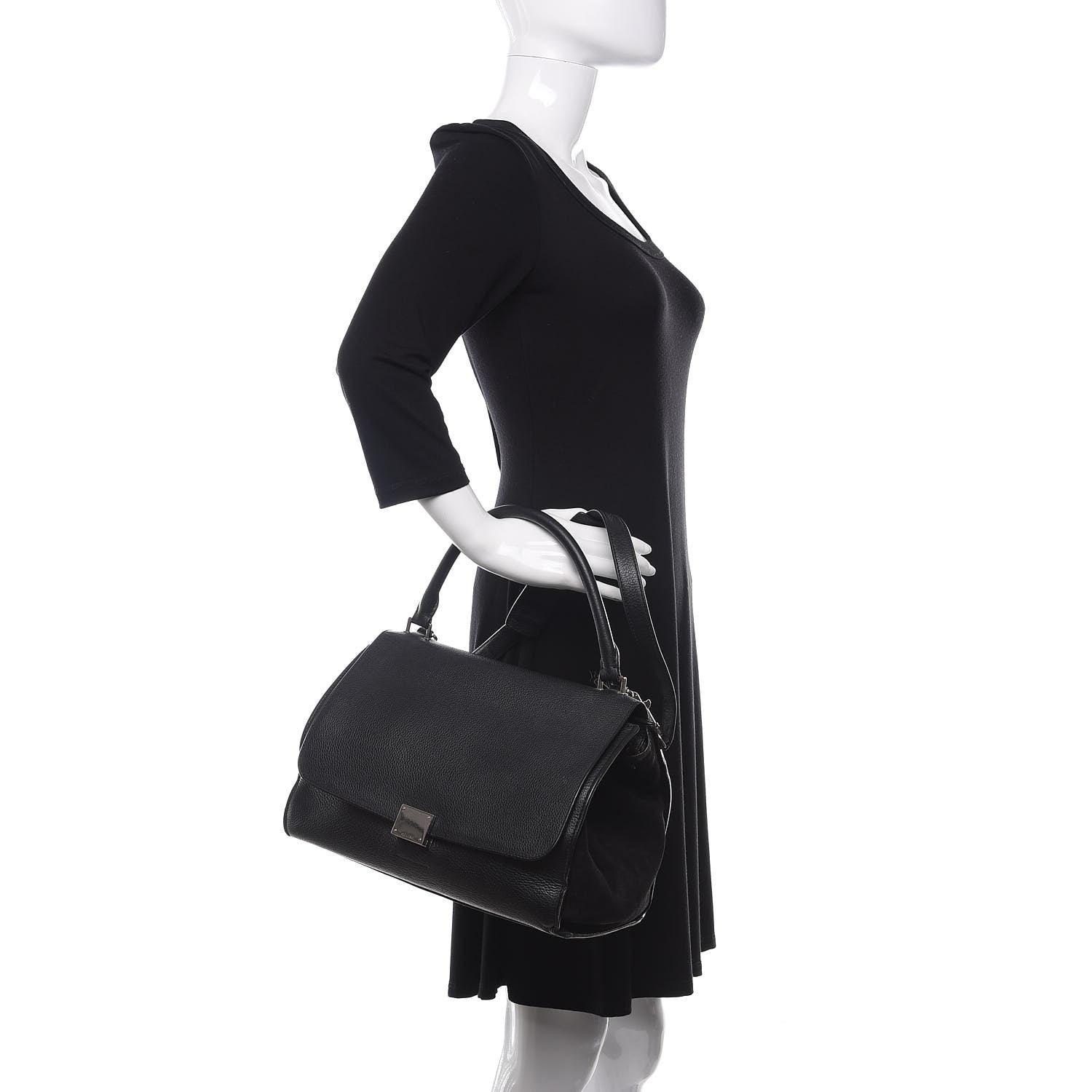 Celine Drummed Calfskin Suede Large Trapeze Black 3 of 17
