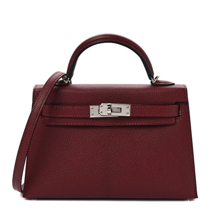 Hermes Chevre Chandra Horseshoe Mini Kelly Sellier 20 Rouge H Indigo 1 of 9