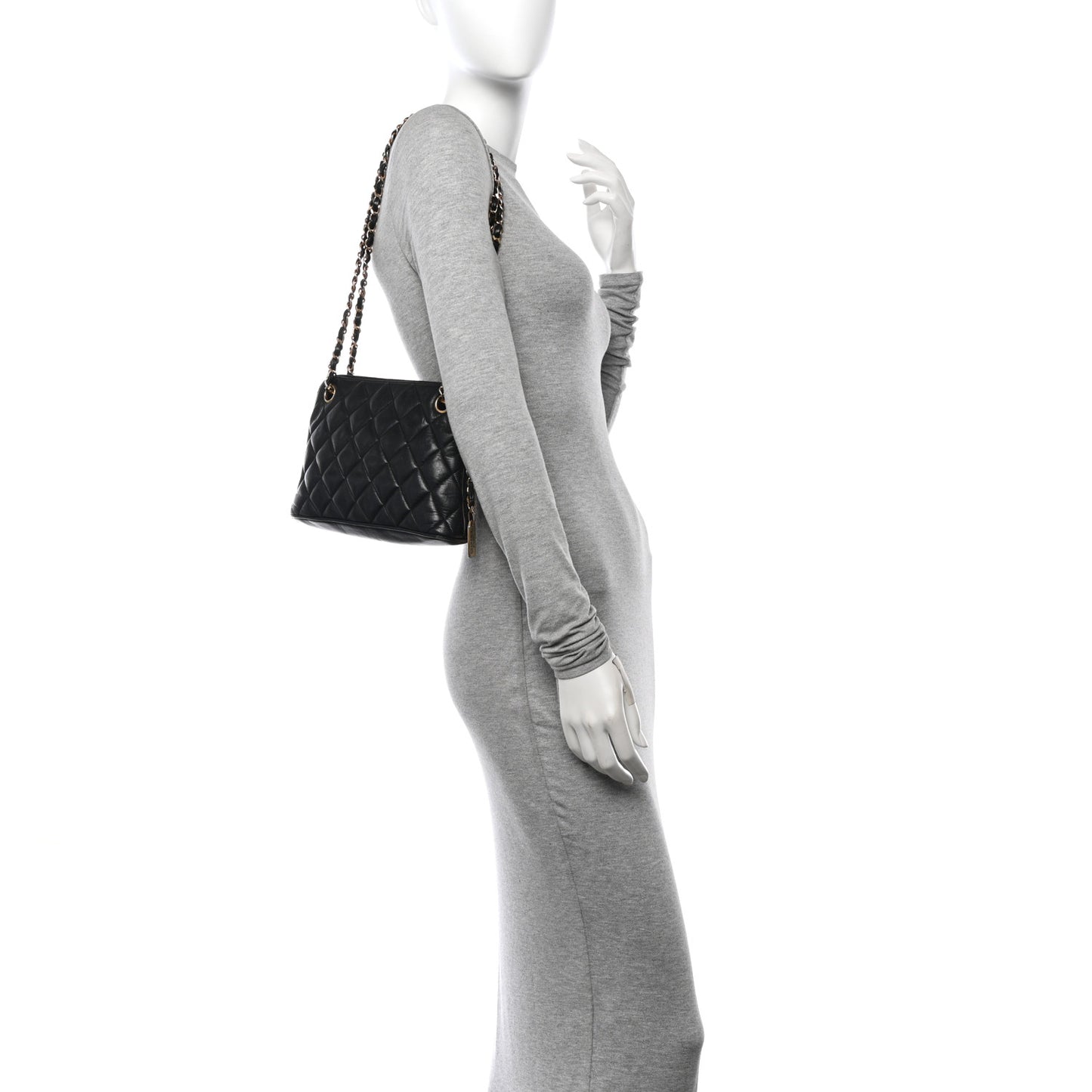 Lambskin Quilted Shoulder Bag Black