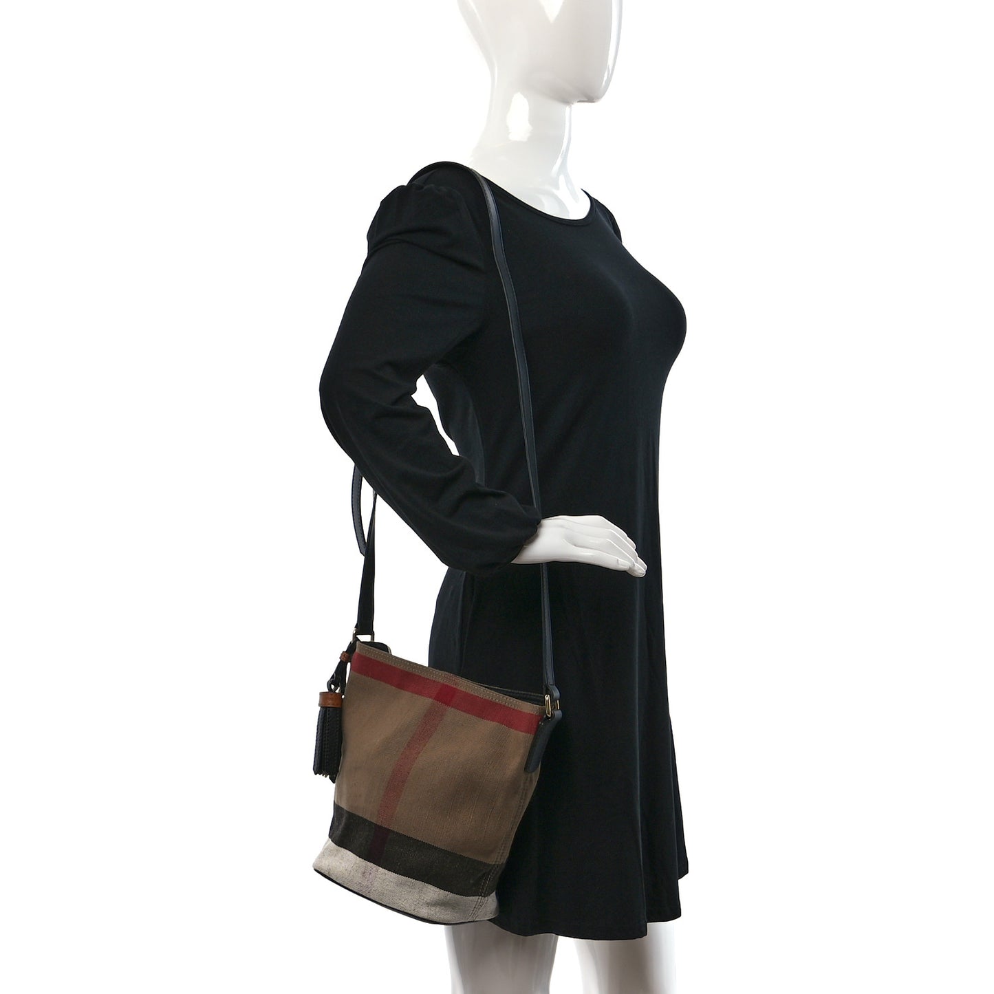 Canvas Mega Check Mini Ashby Tassel Crossbody Black