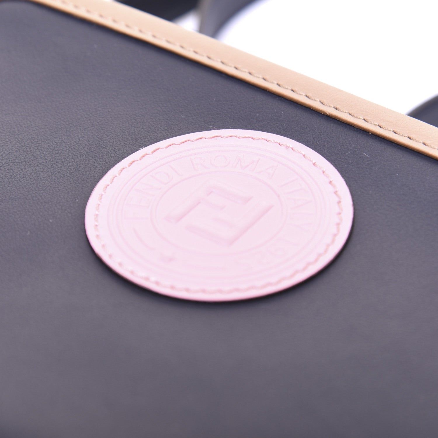 Fendi Vitello Century Matte Stamp Patch Bi-Color Mini Camera Case Blue Notte Amido Pink 11 of 13