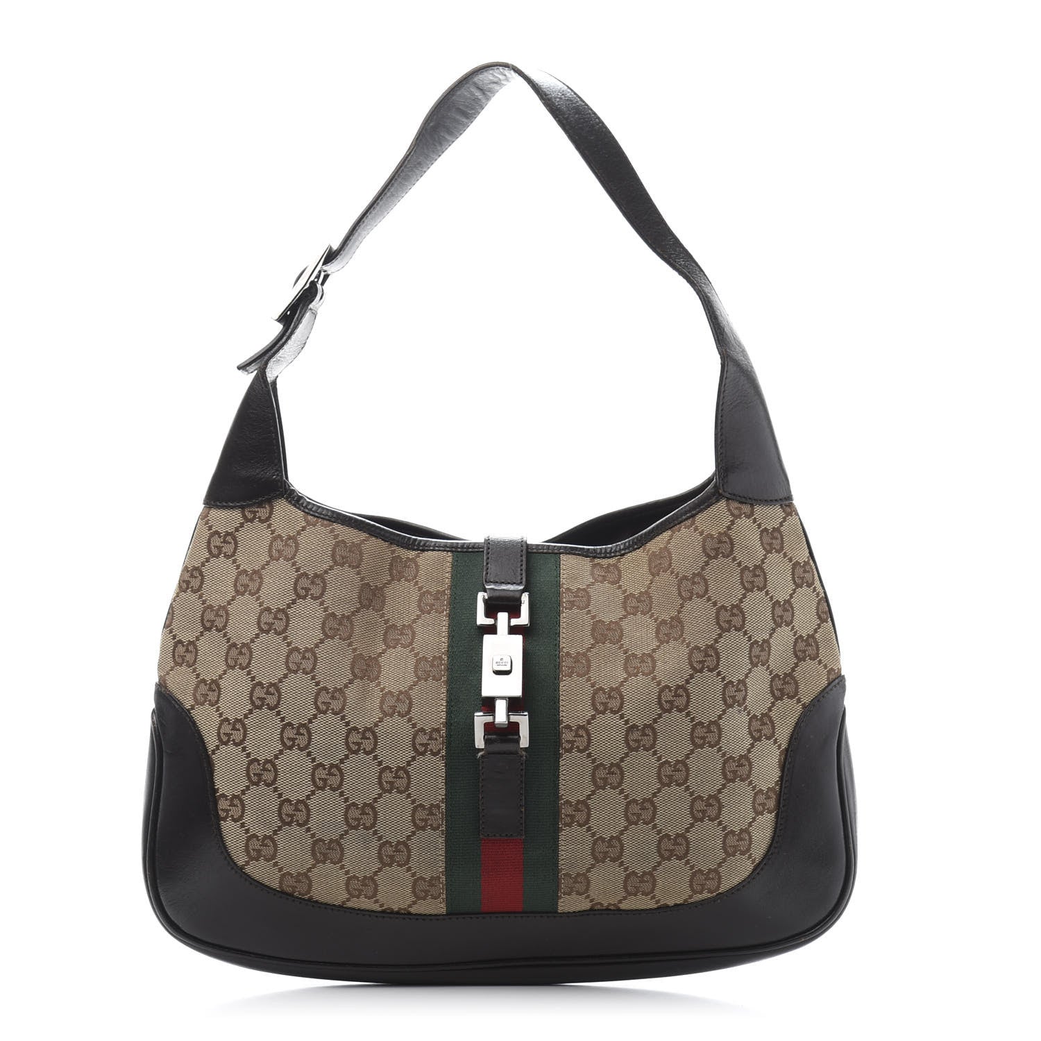 Gucci Monogram Web Jackie O Hobo Dark Brown 2 of 11