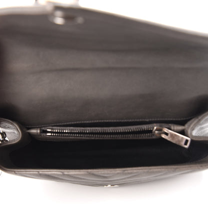 Saint Laurent Sheepskin Matelasse Chevron Monogram Medium College Bag Light Coal 5 of 9