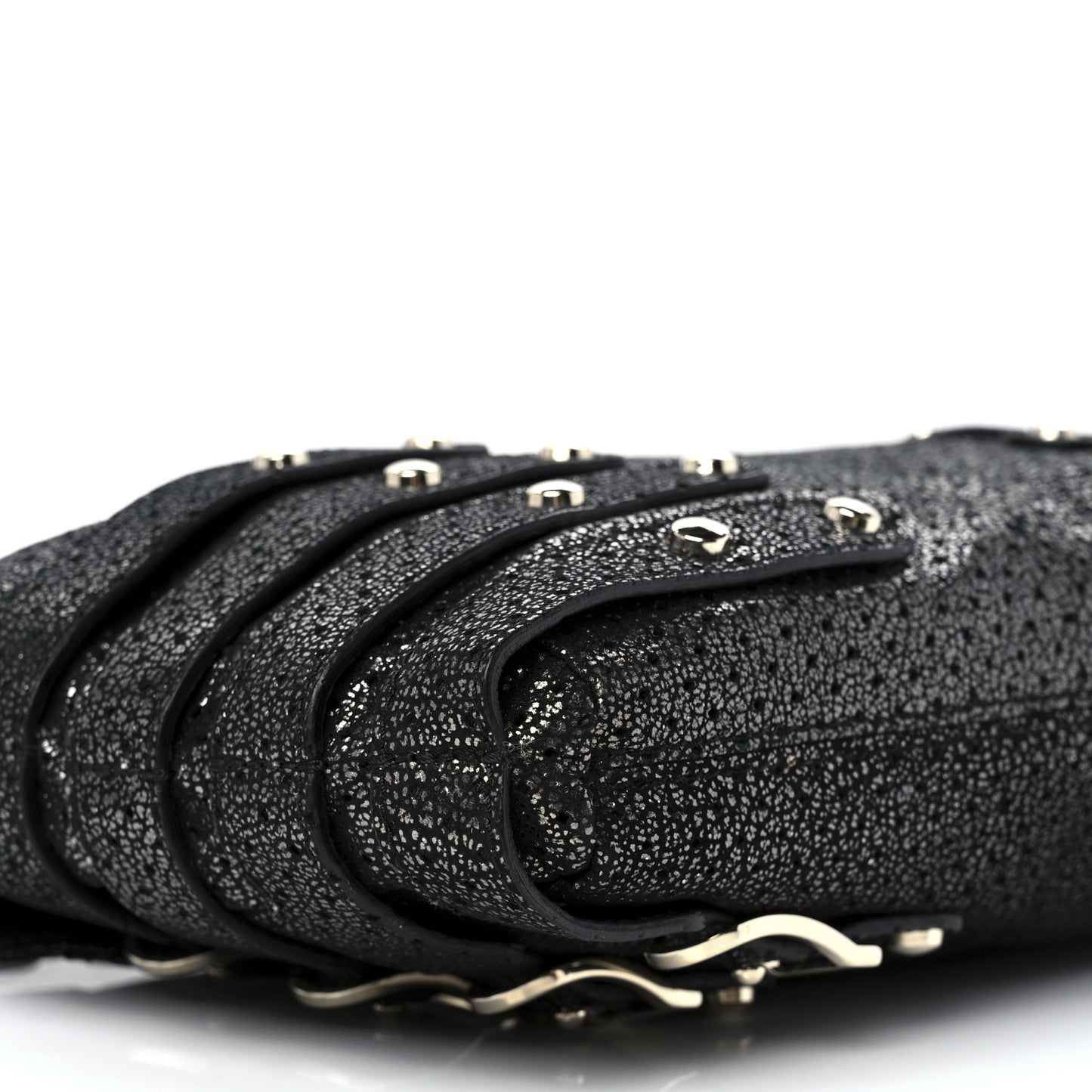 Metallic Calfskin Brix Convertible Clutch Black