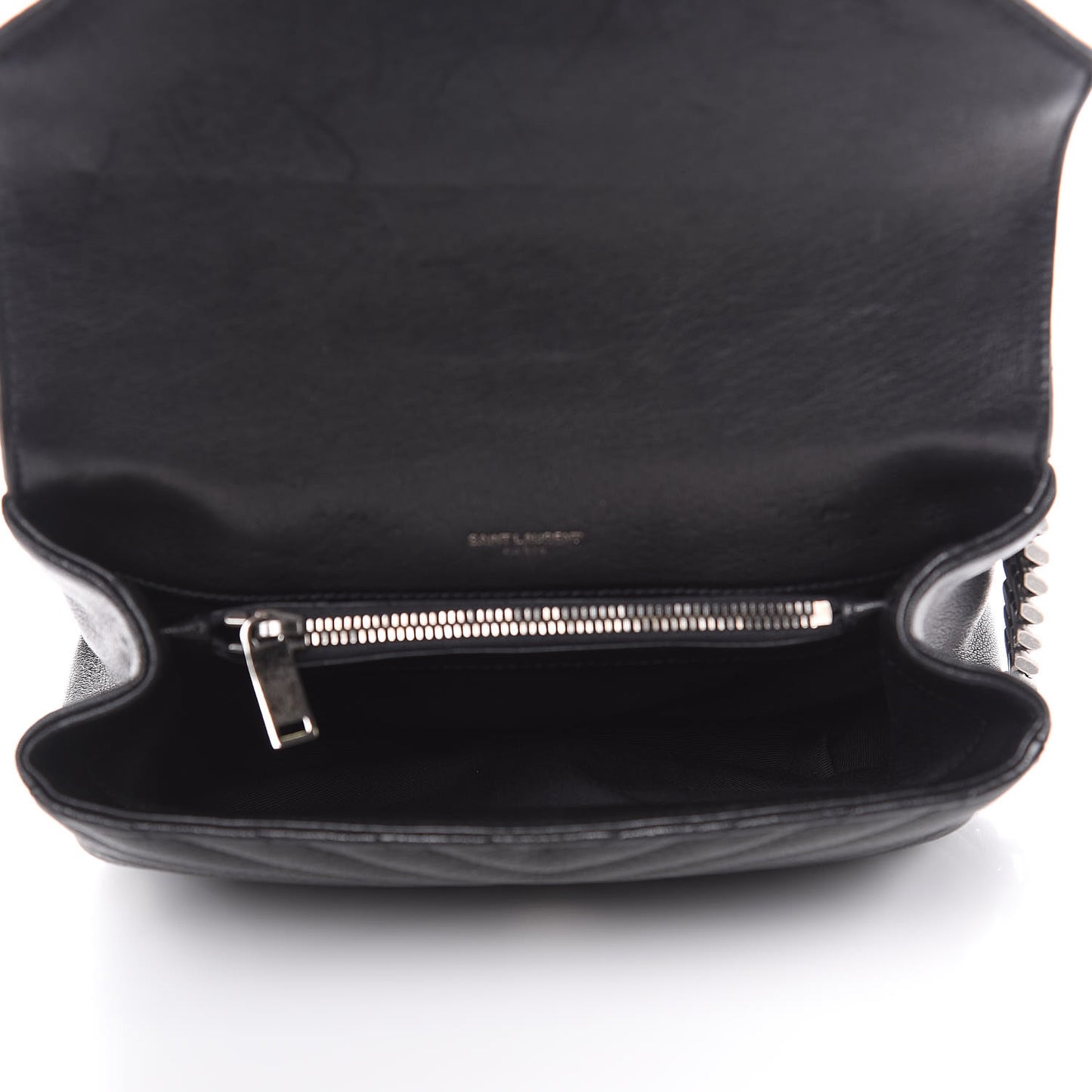 Sheepskin Matelasse Chevron Monogram Medium College Bag Black