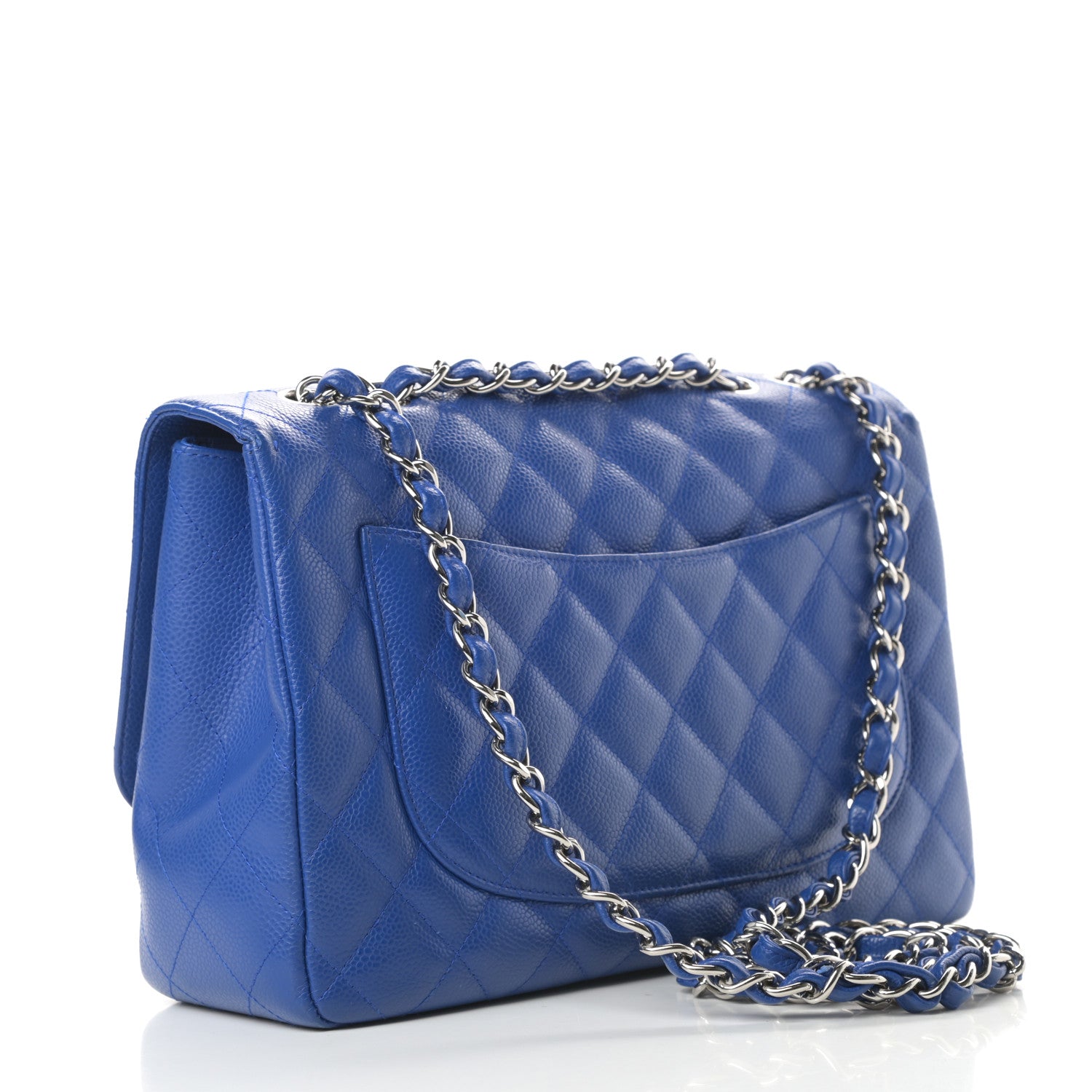 Chanel Caviar Quilted Jumbo Single Flap Blue 3 of 11