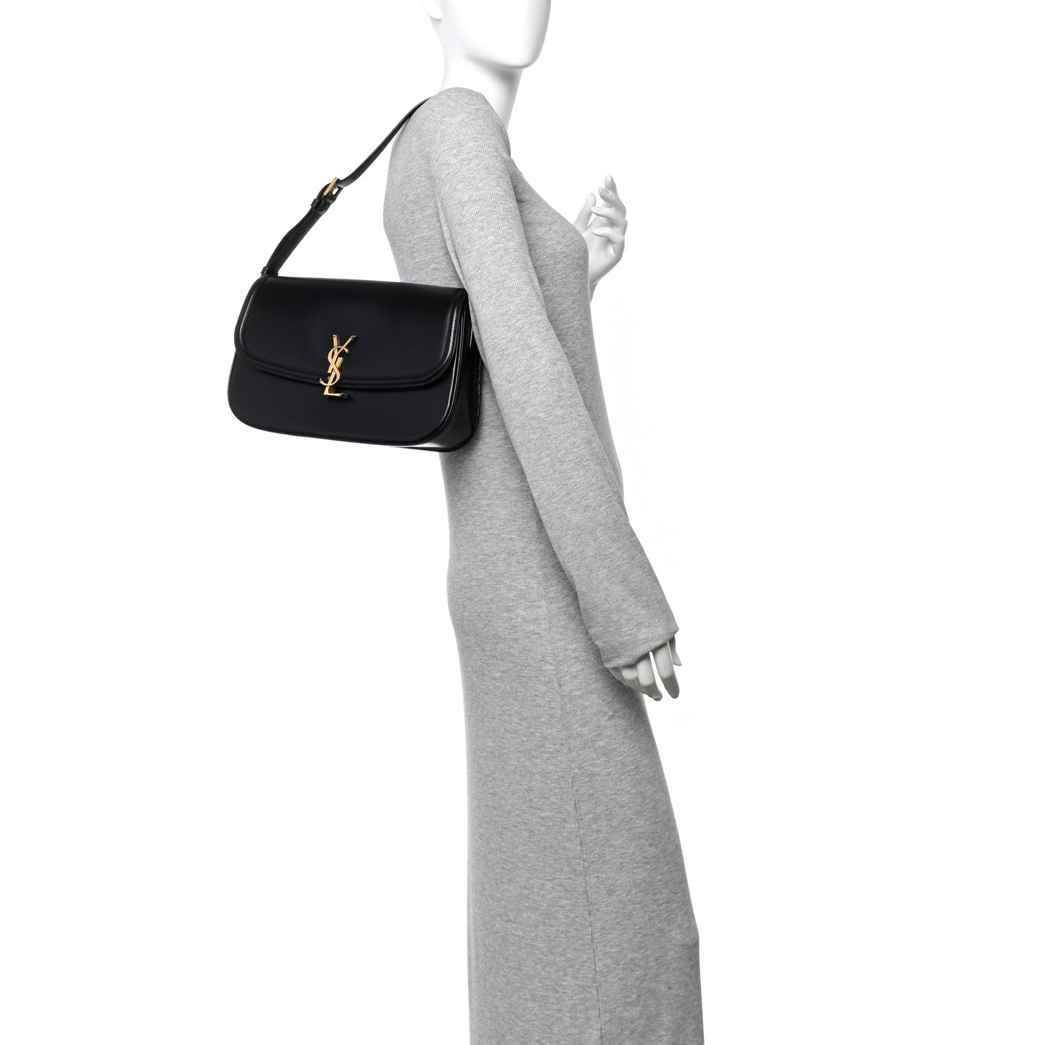 Saint Laurent Box Calfskin Monogram Large Solferino Shoulder Bag Black 2 of 10