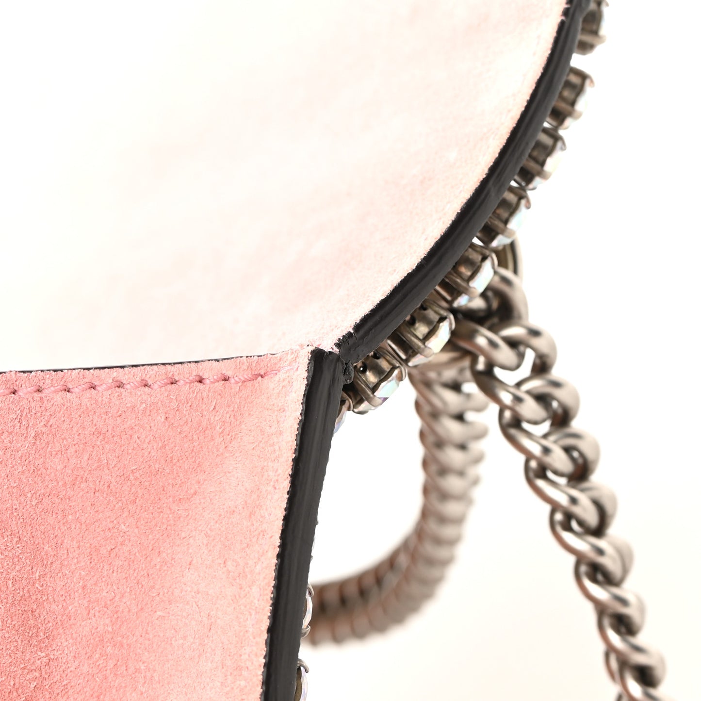 GG Supreme Monogram Suede Crystal Medium Dionysus Shoulder Bag Beige Ebony Light Peonia