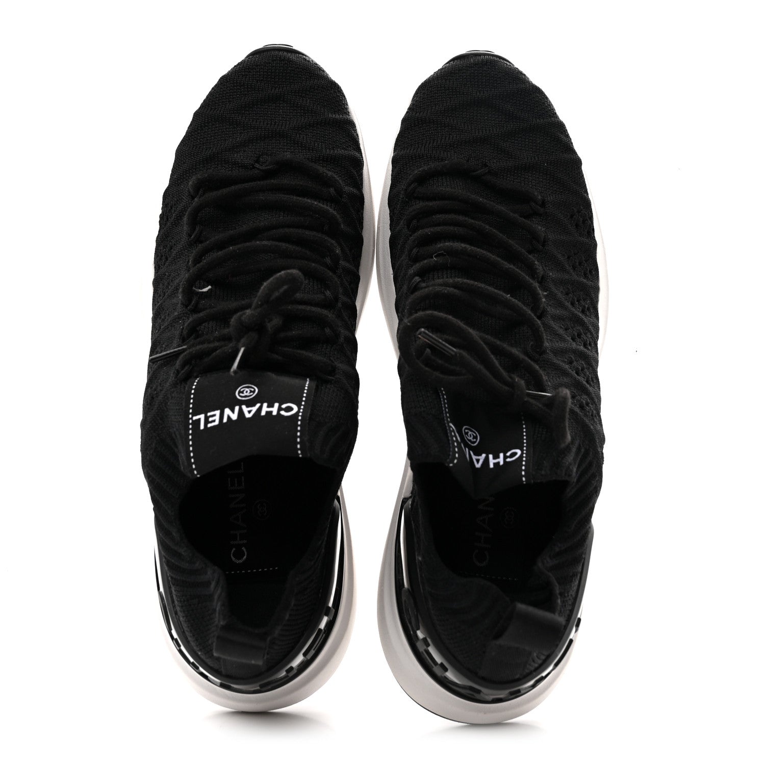 Chanel Fabric Logo Sneakers 37.5 Black 2 of 8